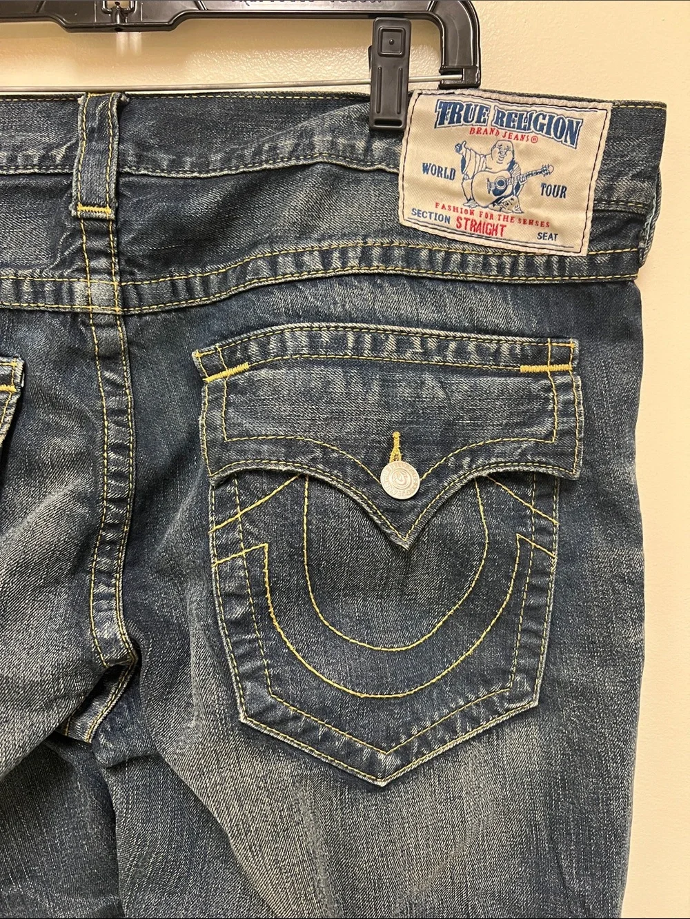 True Religion Distressed Straight Leg Jeans